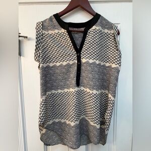 Black and Cream Patterned Women's Top